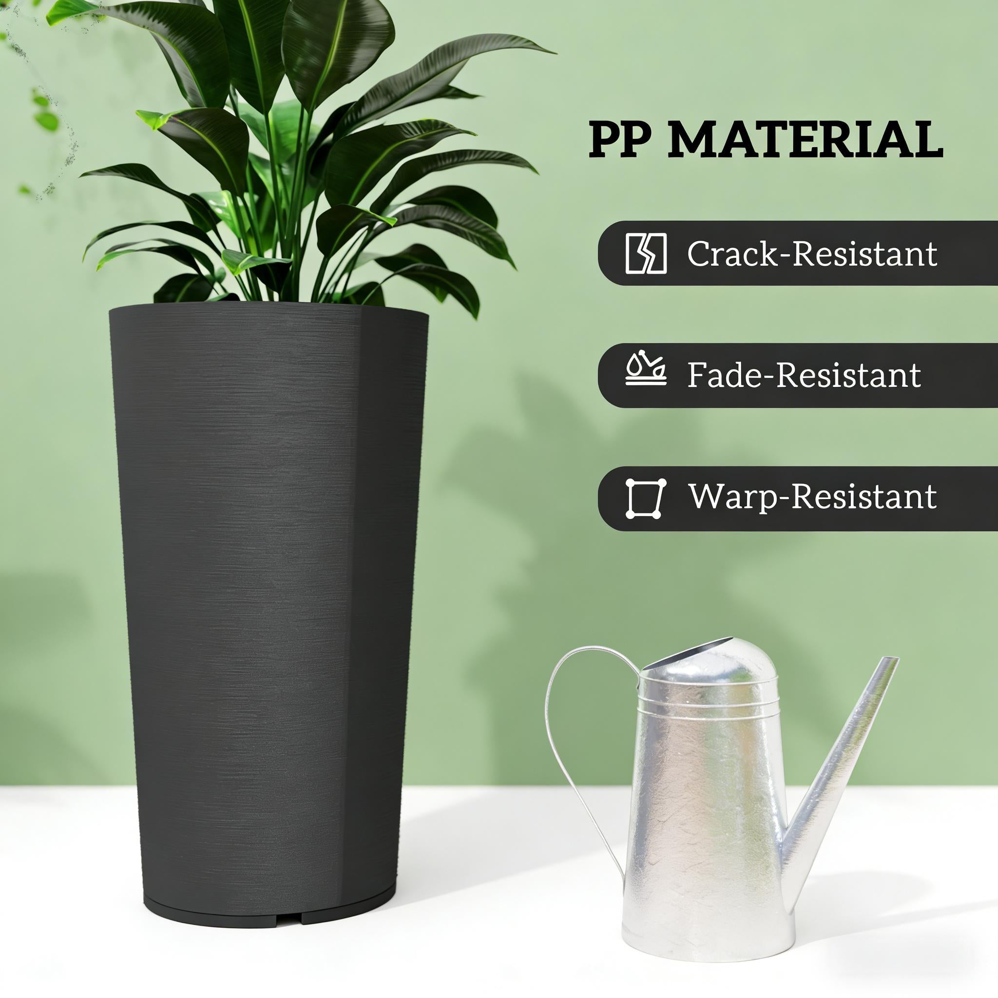 Set of 2 Flower Pots - Stackable Large Planters