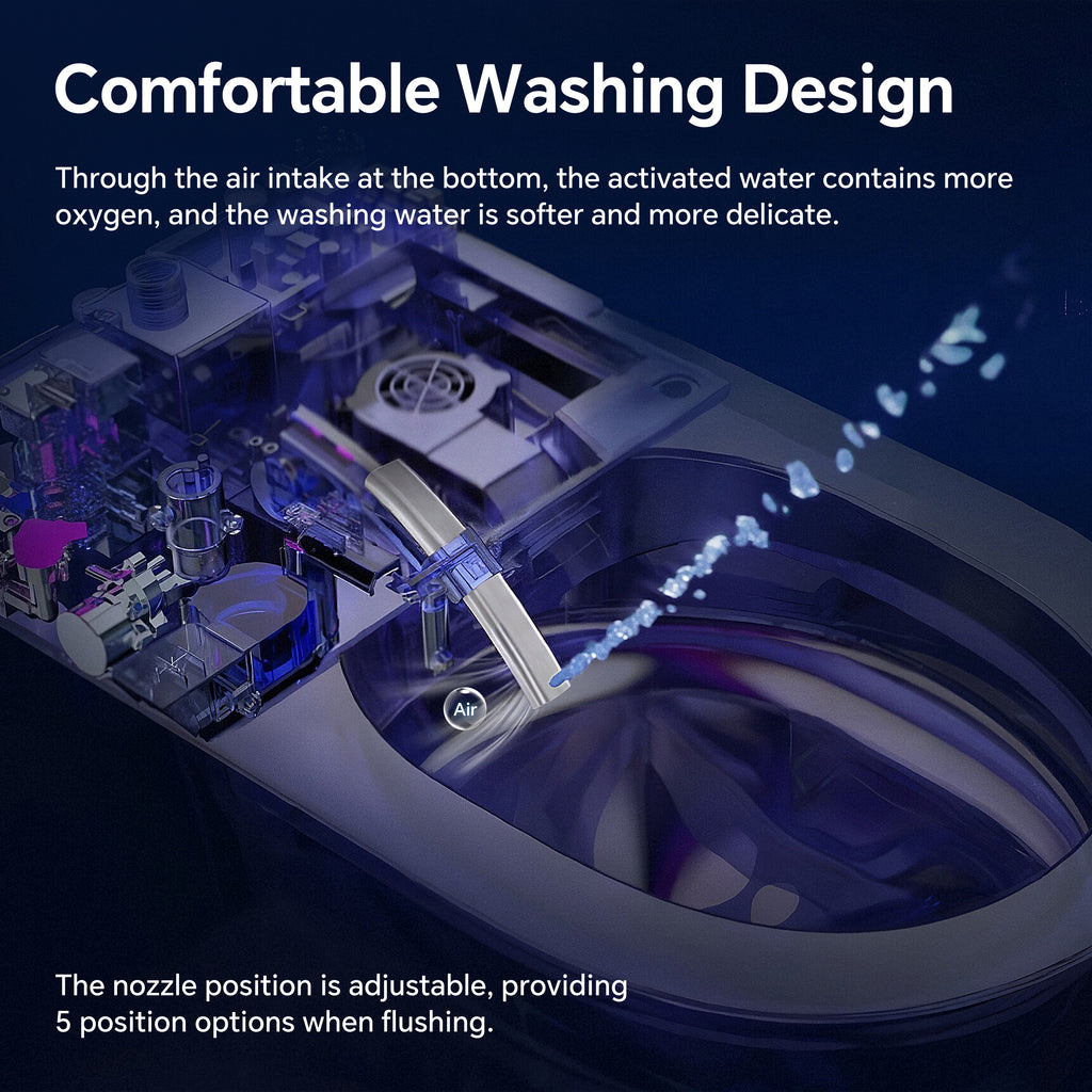 Elongated Smart Toilet with Bidet,Smart Toilet with ADA Comfort Height Heated Seat,MAP 1000g Powerful Flush,Warm Water/Dryer,Night Light,Dual-Flush 1/1.28GPF for Bathrooms.