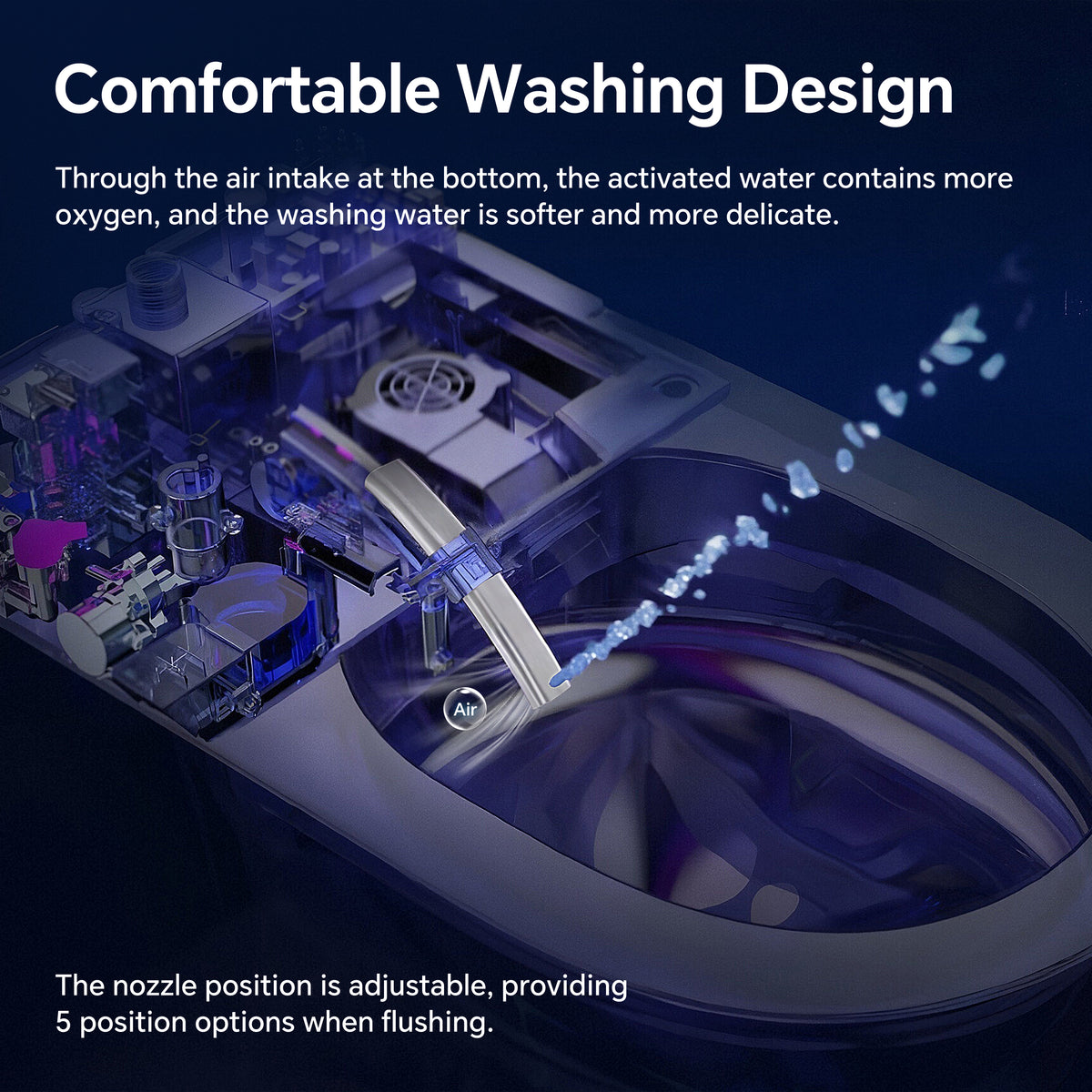 Elongated Smart Toilet with Bidet,Smart Toilet with ADA Comfort Height Heated Seat,MAP 1000g Powerful Flush,Warm Water/Dryer,Night Light,Dual-Flush 1/1.28GPF for Bathrooms.