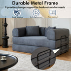 59" Convertible Sleeper Sofa Bed with Cylindrical Pillow