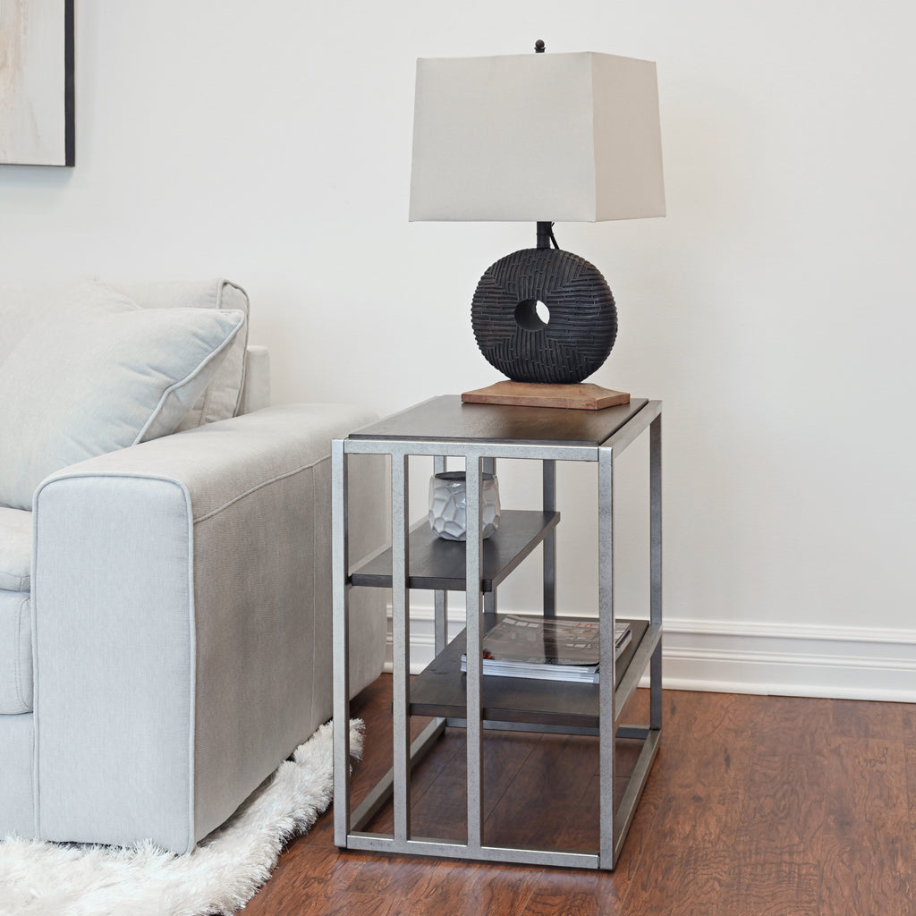 Padena 3-Piece Metal Frame Wood Living Room Coffee Table Set
