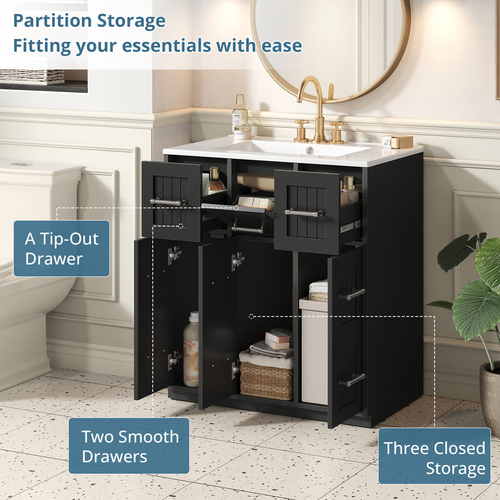 30-Inch Bathroom Vanity with Undermount Sink and Drawers