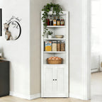 71" Tall Corner Storage Cabinet with 2 Doors and 6-Tier Shelves