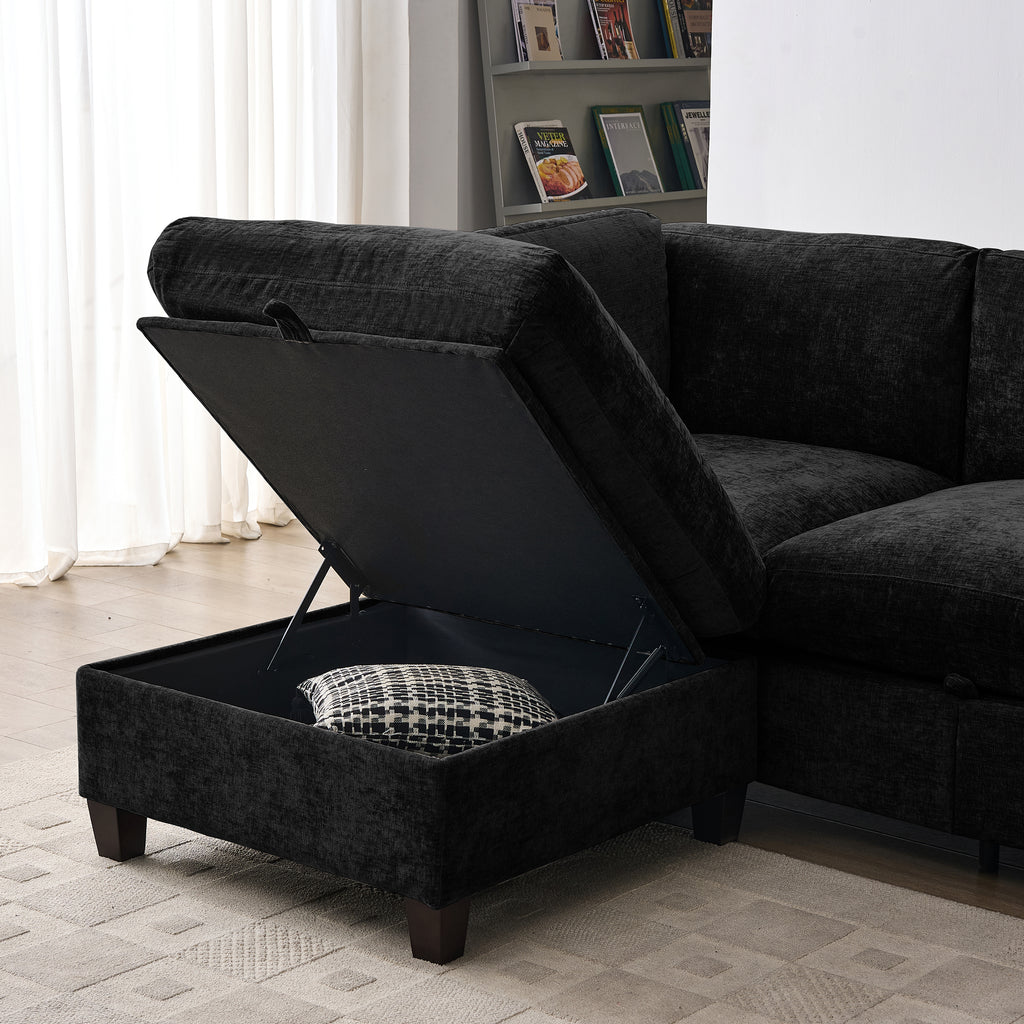 96.5" Sectional Couch for Living Room, Upholstered Soft Chenille Fabric Sofa