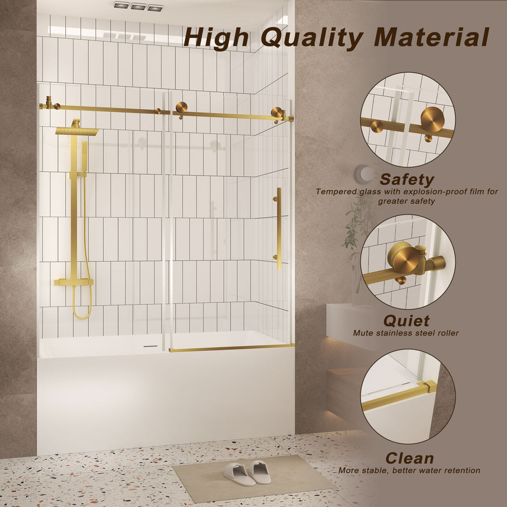Frameless Shower Door 56-60" W x 60" H