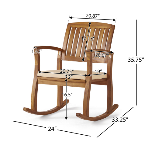 Acacia Wood Patio Outdoor Rocking Chair