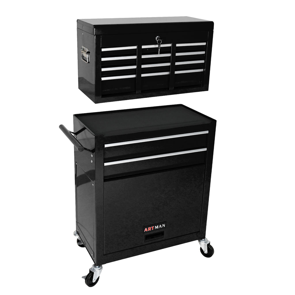 High Capacity Rolling Tool Chest with Wheels and Drawers, 8-Drawer Tool Storage Cabinet--BLACK