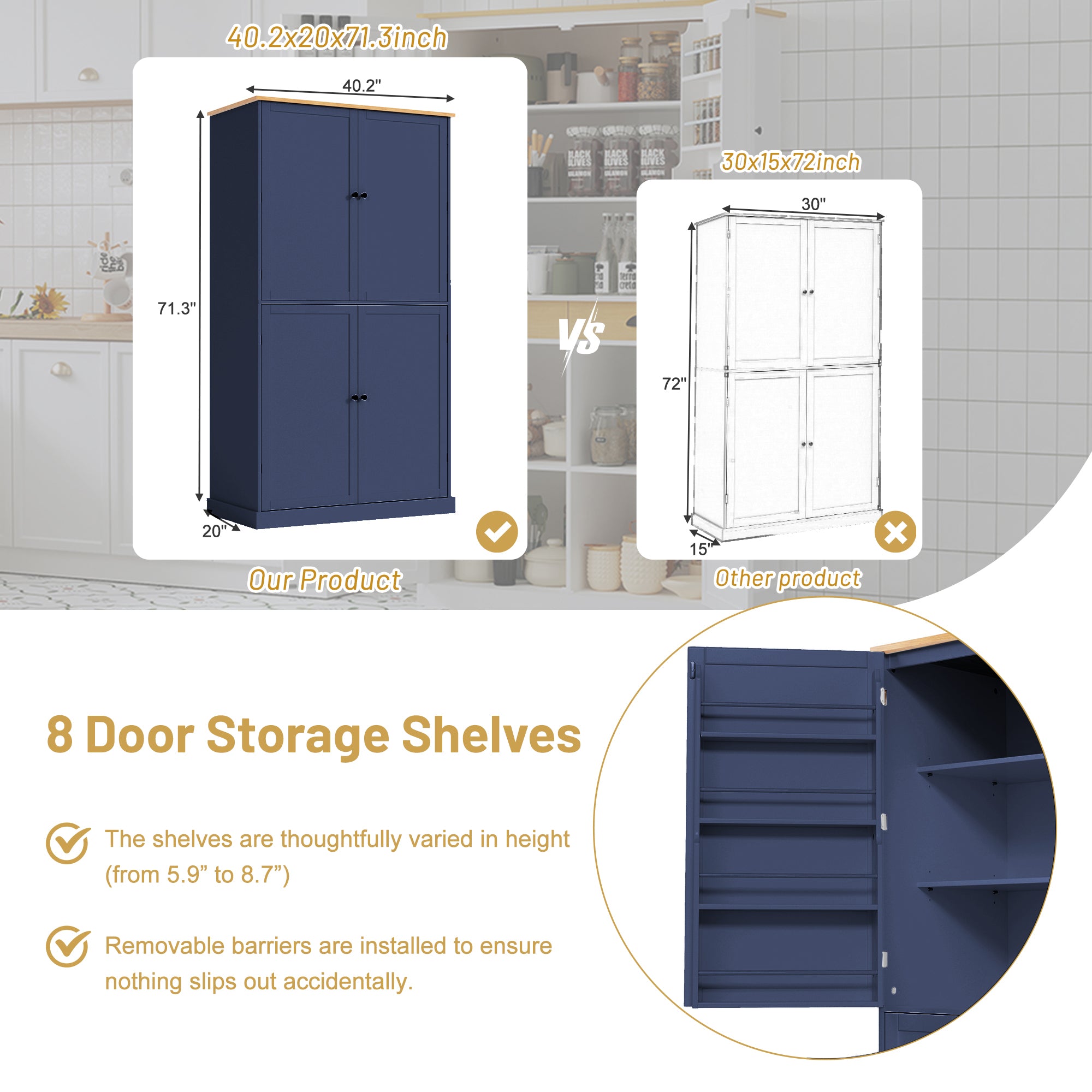 TOPMAX 40.2" High Freestanding Kitchen Pantry
