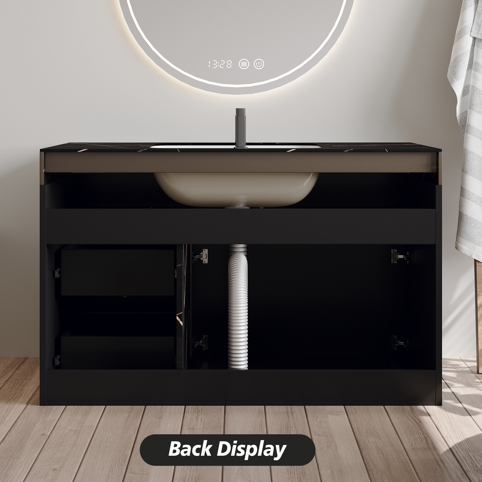 35.2 in Floating Bathroom Vanity with Sink and Faux Marble Top