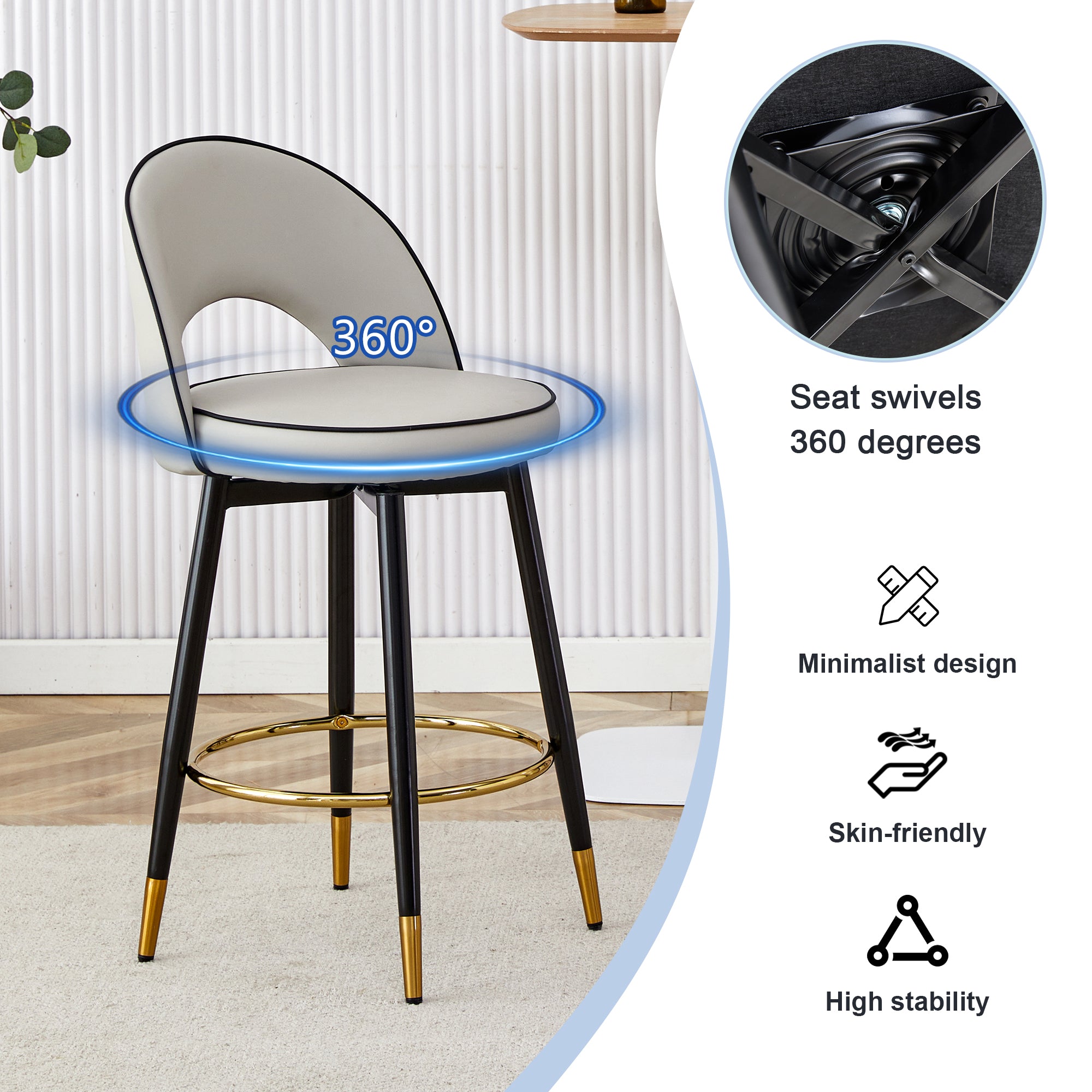 360° Rotatable Bar Chair Set of 2