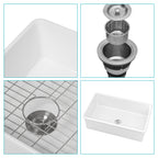 32"x19"x10" Undermount Single Bowl Porcelain Fireclay Kitchen Sink