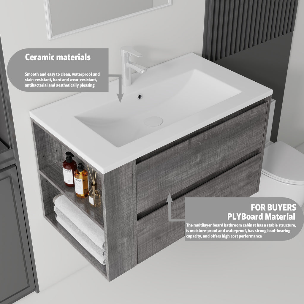 36 Inch Floating Bathroom Vanity with Sink
