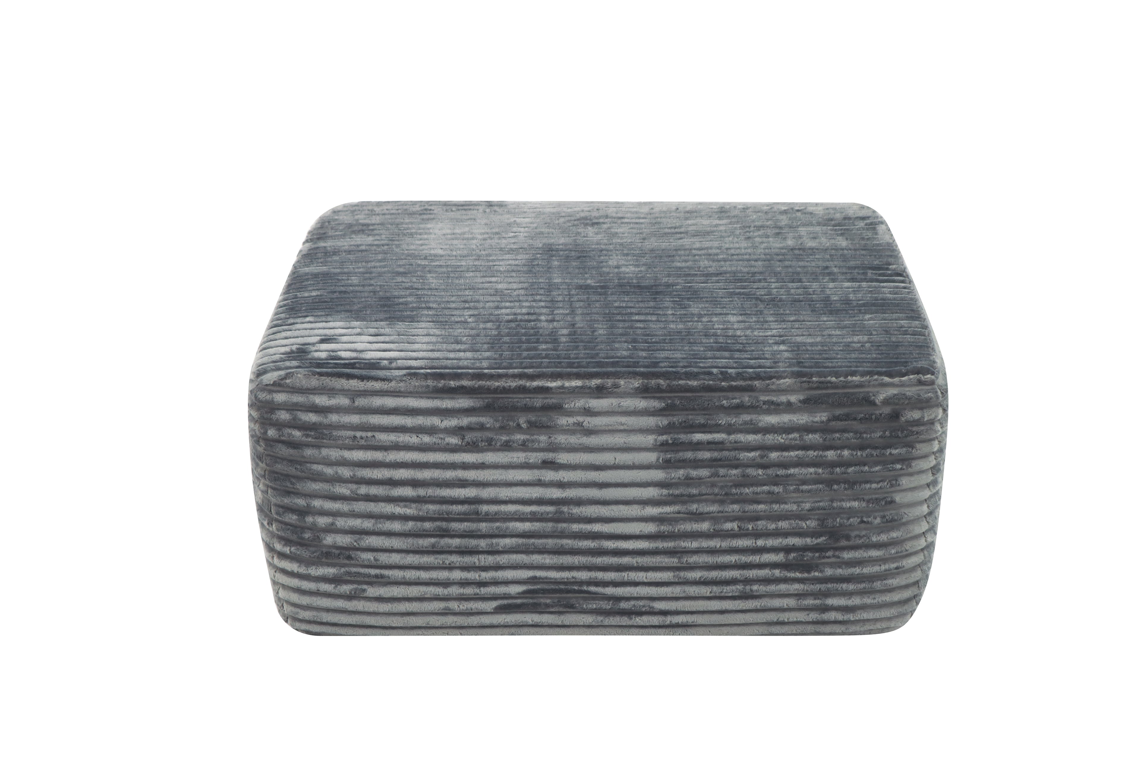 Plush Grey Ottoman