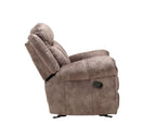 Zubaida Two Tone Chocolate Velvet Recliner Loveseat w/USB Port & Console