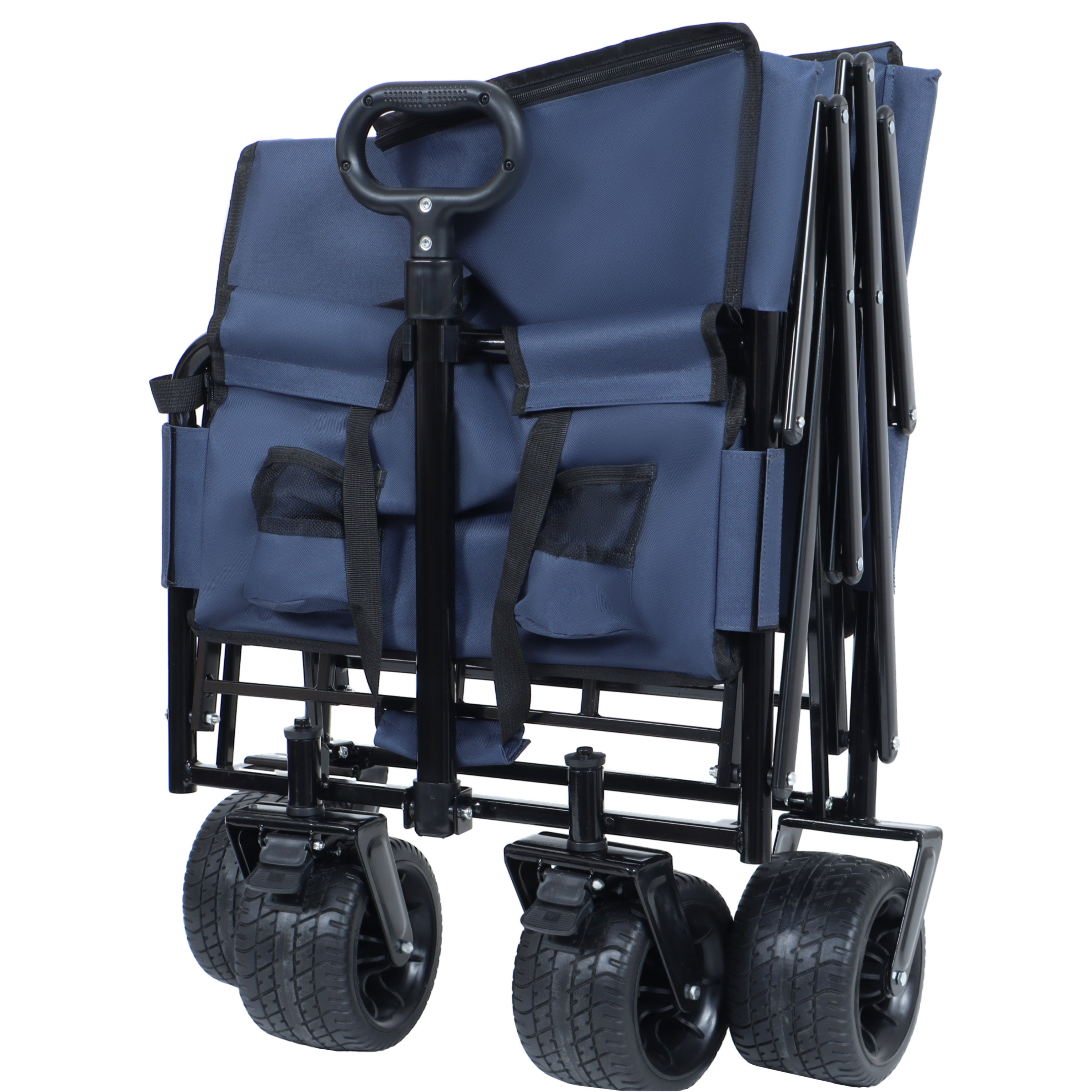 3-in-1 Convertible Folding Wagon Cart with Bench Seat & Storage