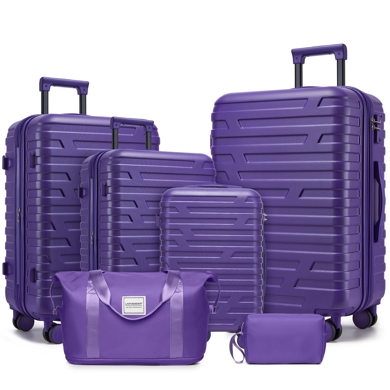 6-Piece Purple Expandable Hardshell Luggage Set with TSA Locks