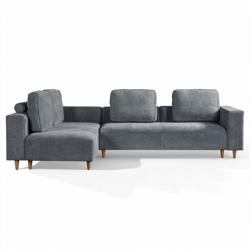 2-Piece 109" L-Shape Convertible Sectional Sofa with Wood Leg