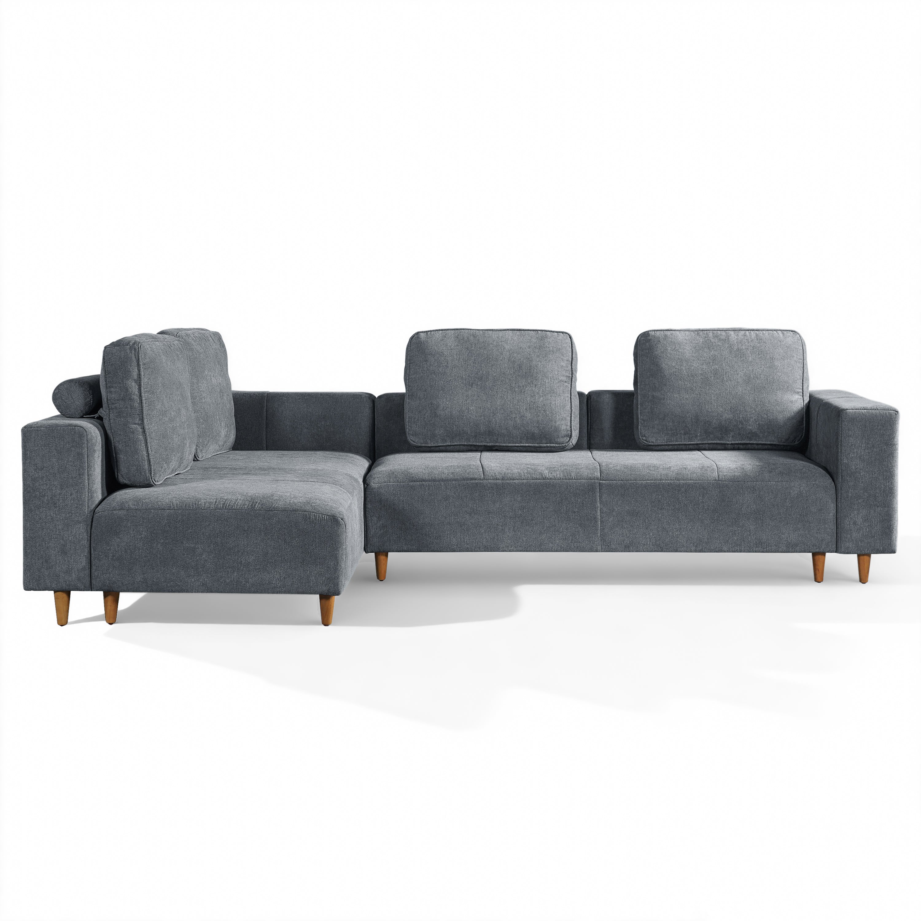 2-Piece 109" L-Shape Convertible Sectional Sofa with Wood Leg