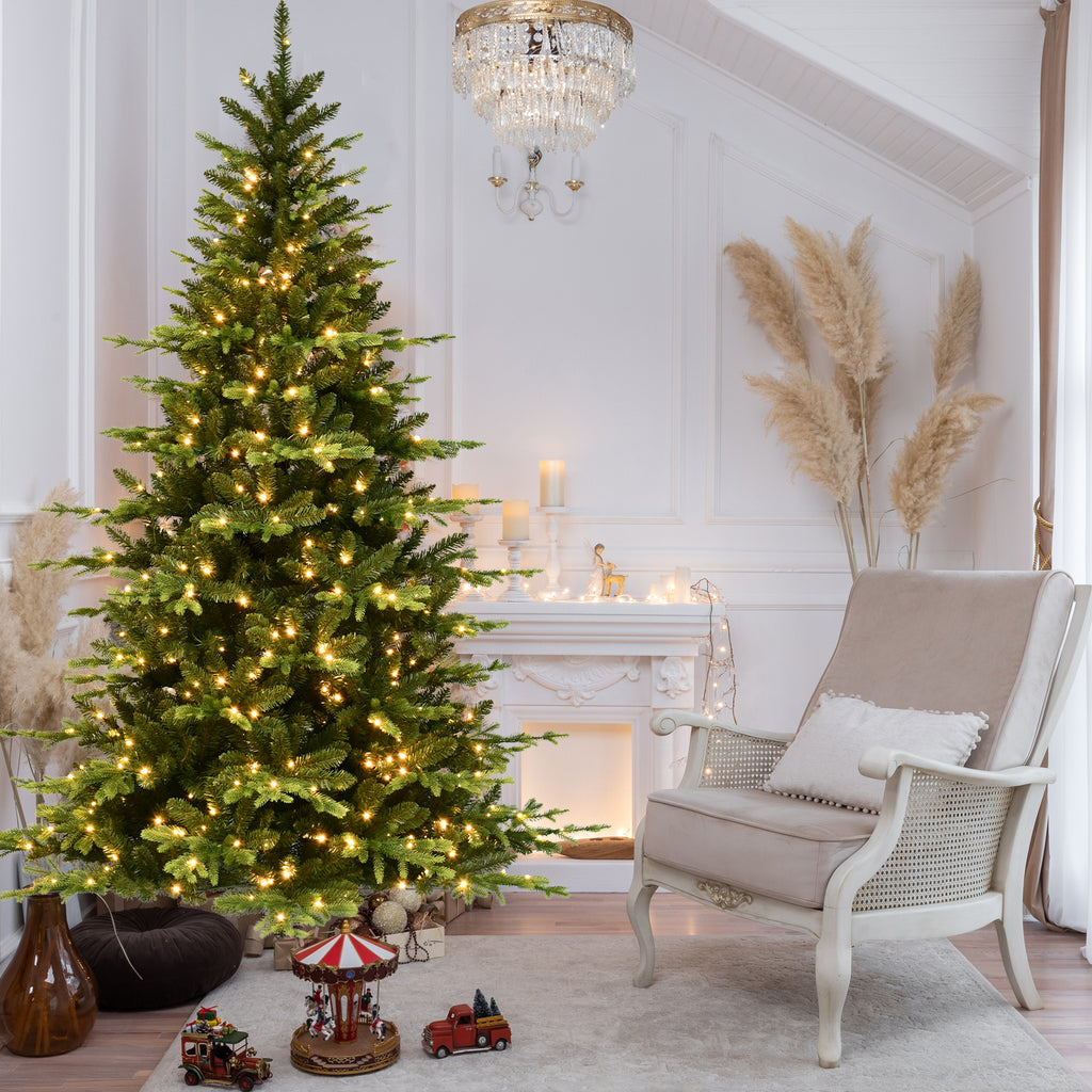6-Foot Hinged Artificial Christmas Tree, 1608 Tips, 350 Warm White LED Lights