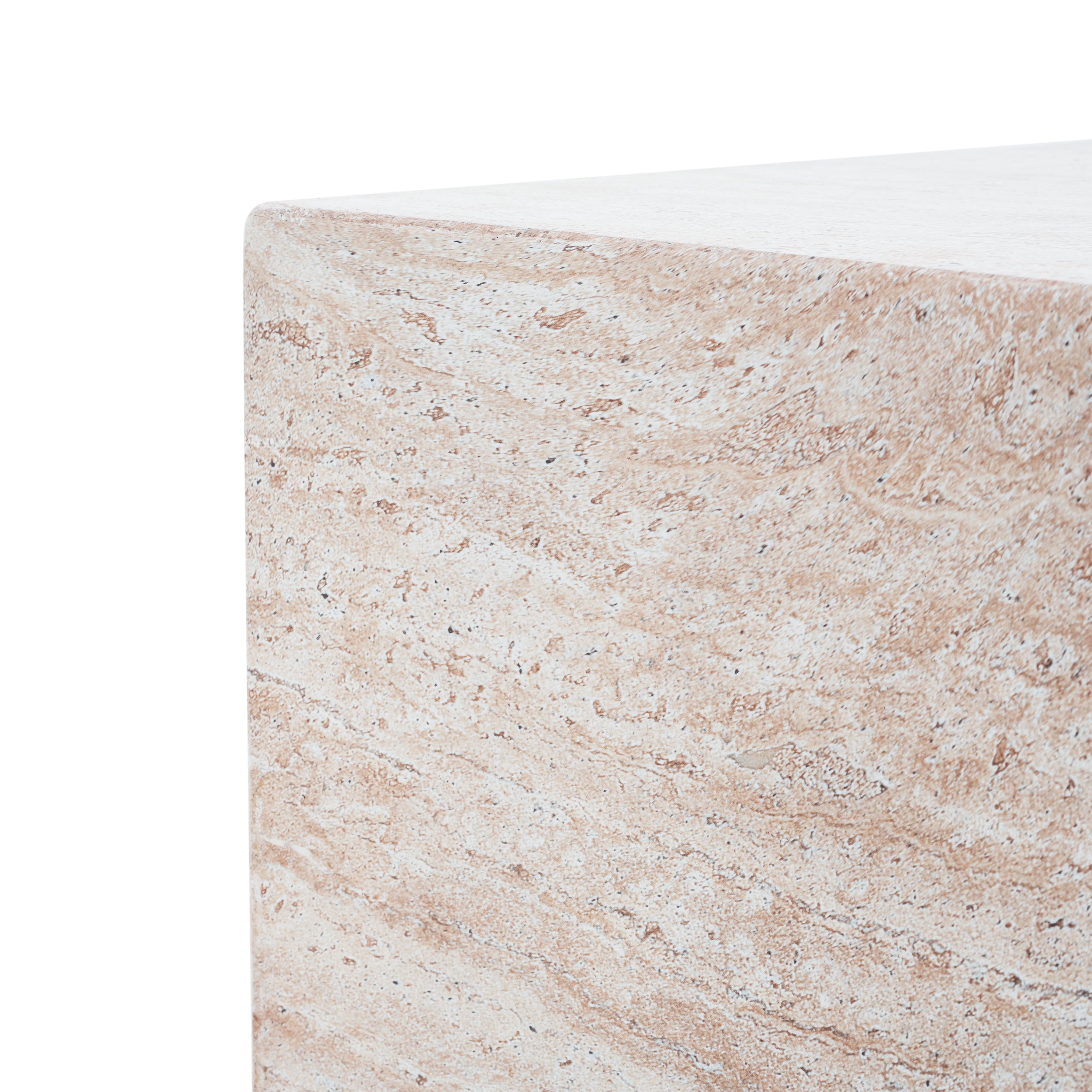 Outdoor/Indoor Square Travertine Lightweight Concrete Side Table