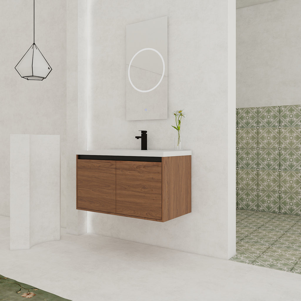 36" Wall Mounted Bathroom Vanity with Resin Basin