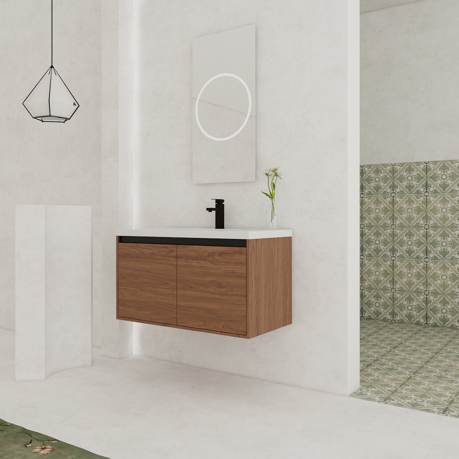 36" Wall Mounted Bathroom Vanity with Resin Basin