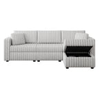 Light Gray Soft 3-Person Sofa with Ottoman