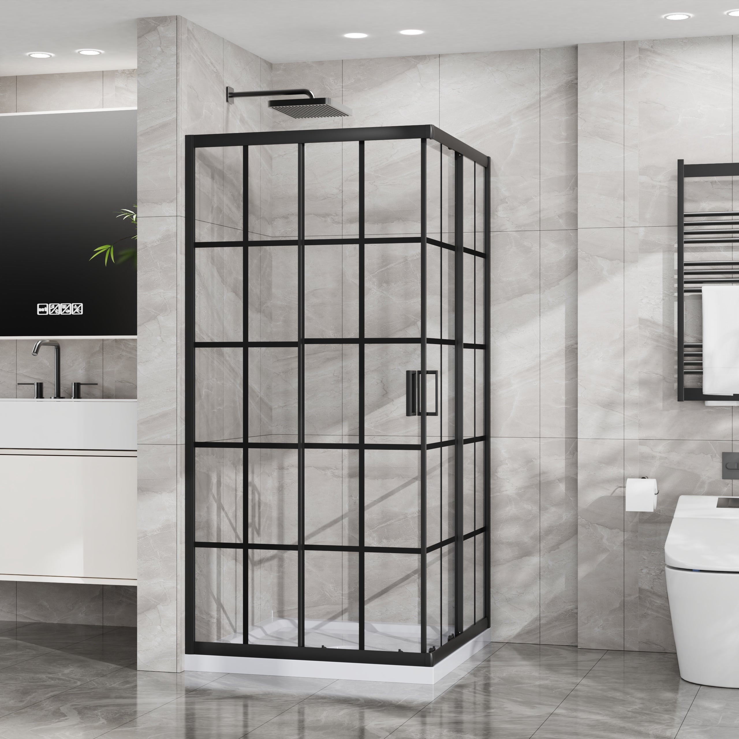 Goodyo Corner Shower Door 36 in. D x 36 in. W x 72 in. H