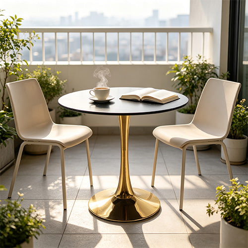 Mid-Century Tulip Dining Table with Black Marble Top