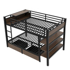 Full Size Metal Bunk Bed with Storage Shelves