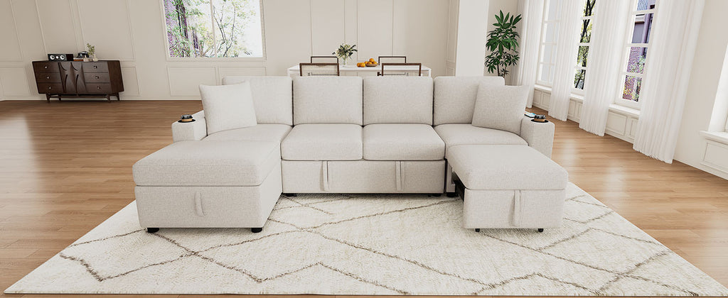 109.1" Sectional Sofa Convertible Pull-out Sofa Bed