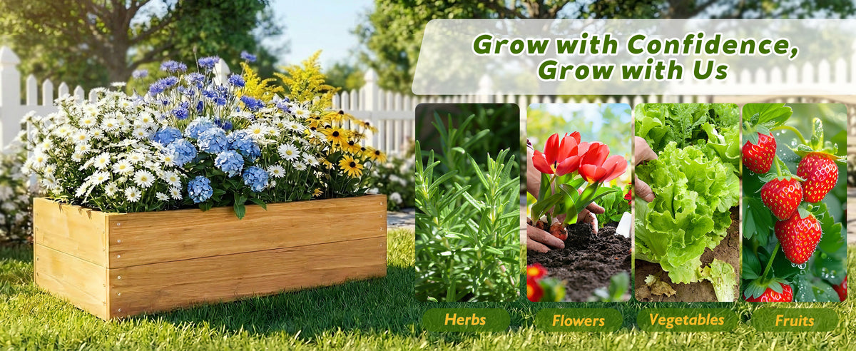 Solid Fir Wood Raised Garden Bed with Liner