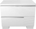 White Lacquer Wood 2-Drawer Nightstand