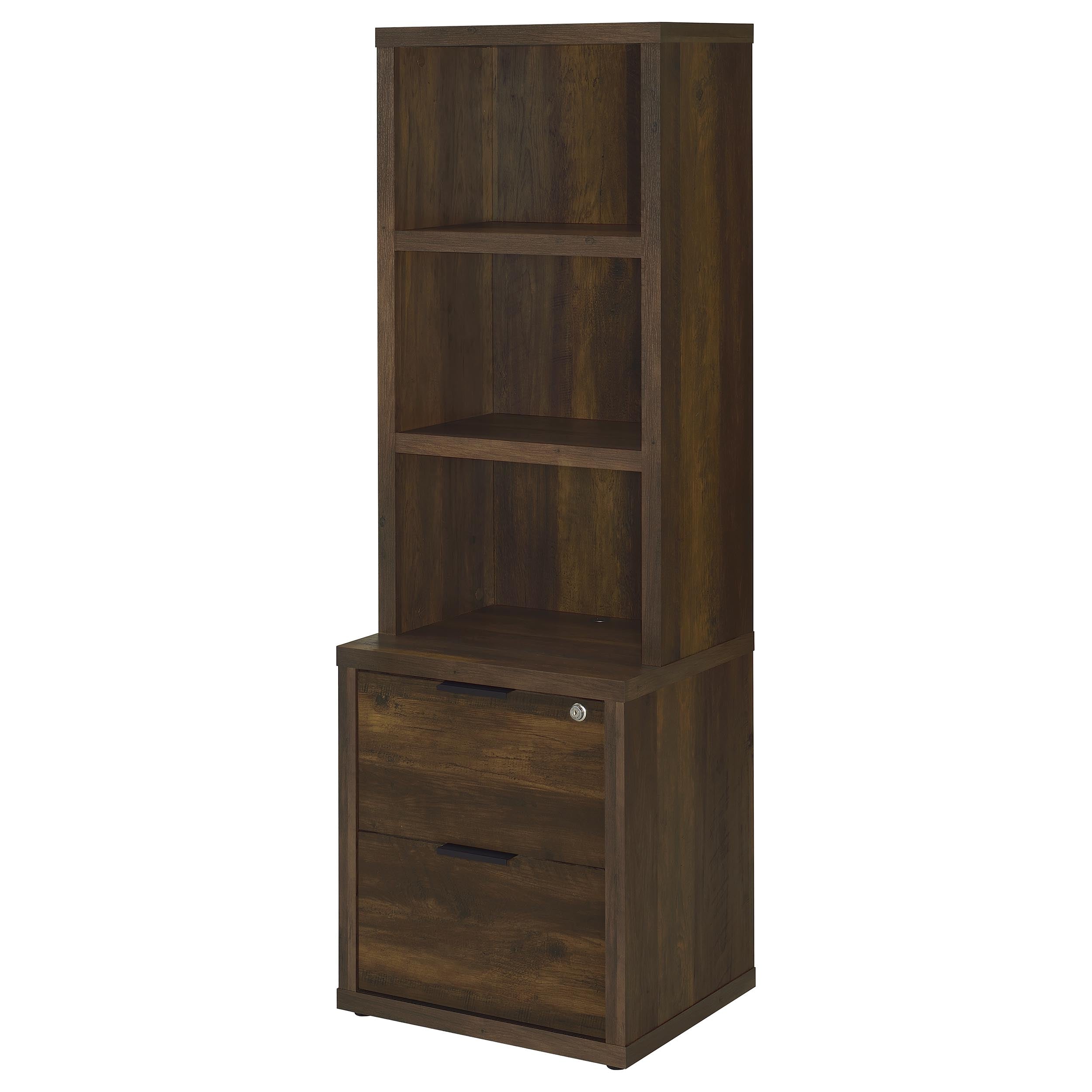 Geary Dark Pine 3-Piece Wall Unit Bookcase Set with USB