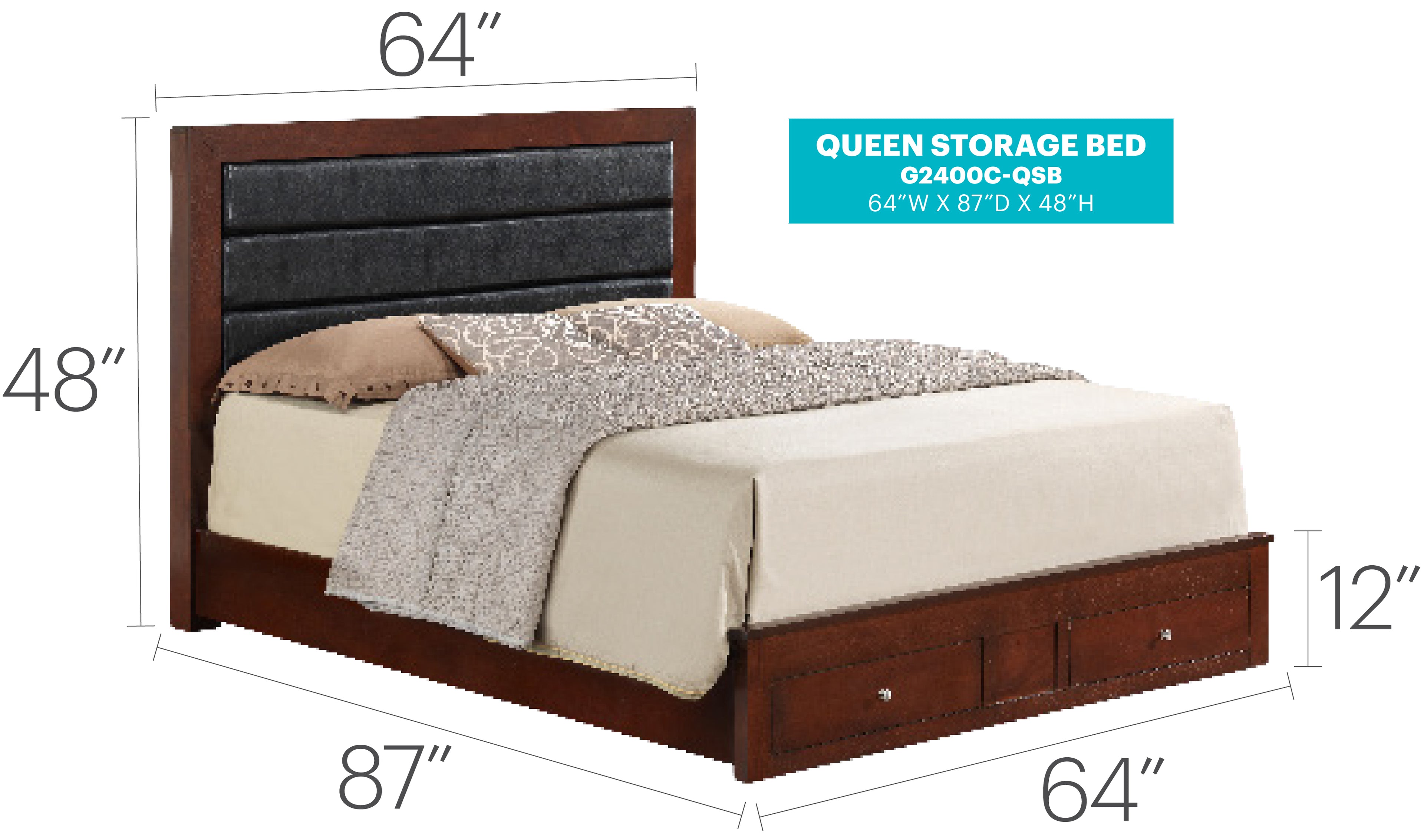 Charming Transitional Queen Bed With Storage