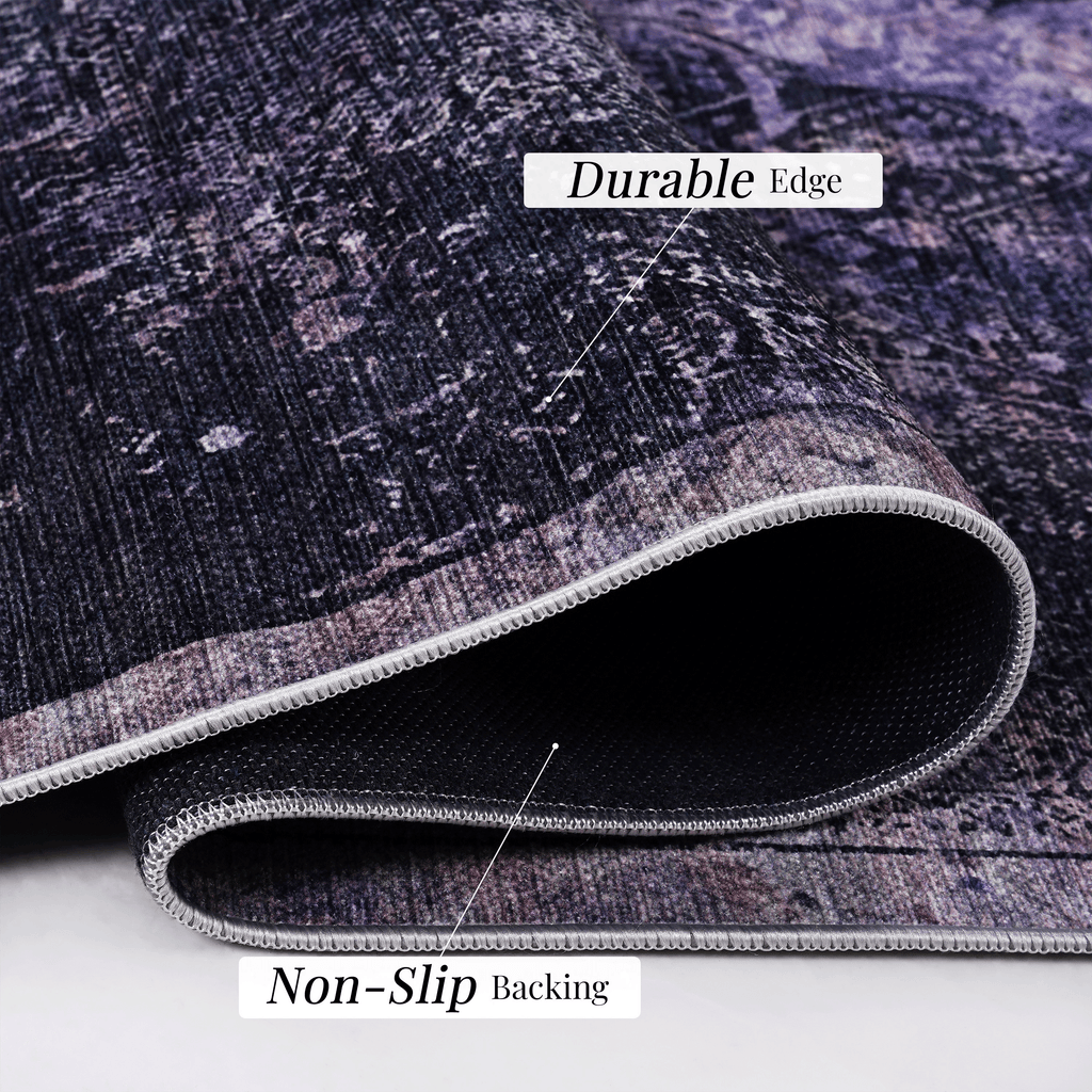 MAVAL Anthracite Washable Rug 6x9 Area Rug