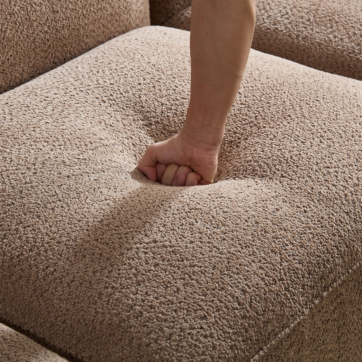 Modern Minimalist 4-Seat Sectional Sofa, 125.59-Inch, Camel Polyester