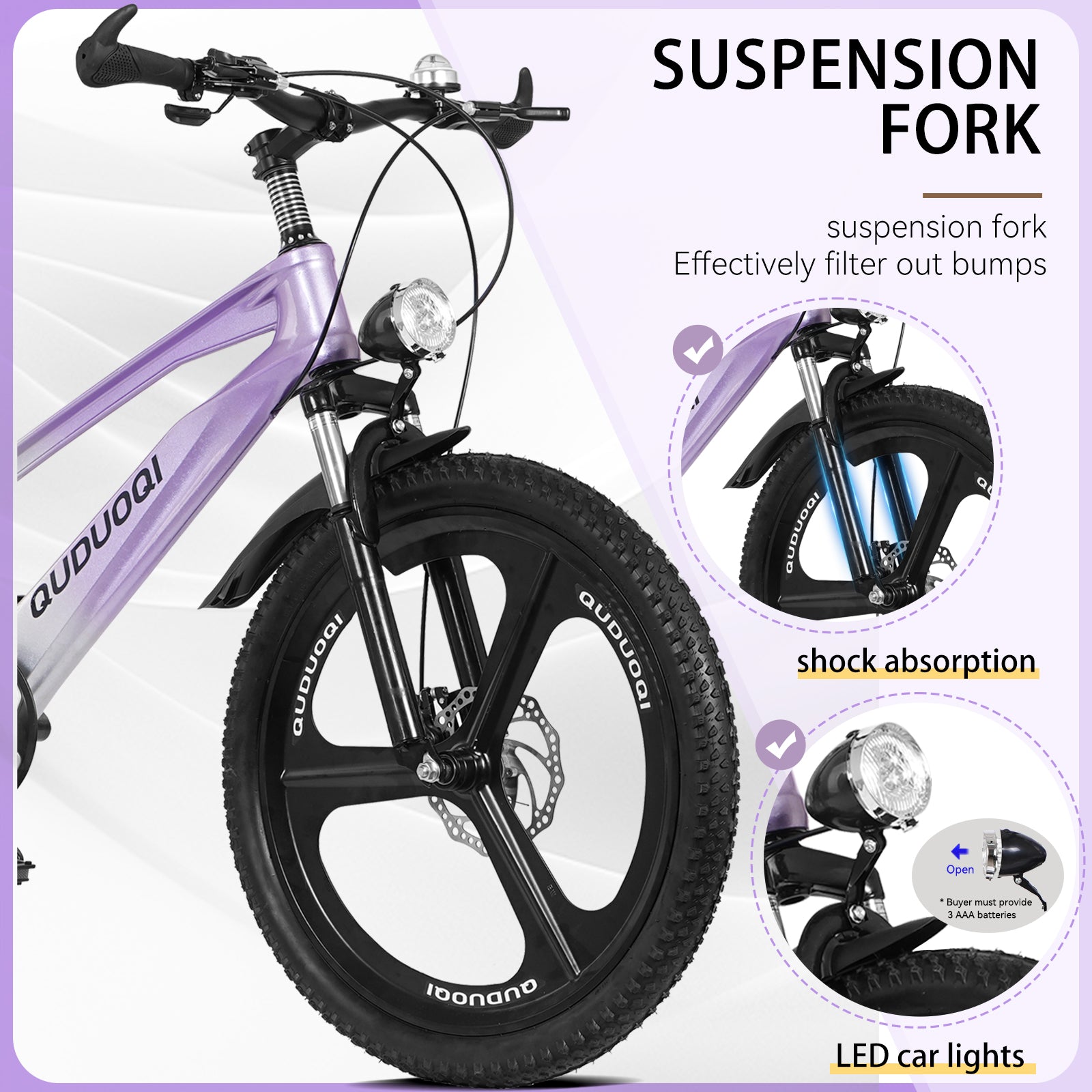 FKZNPJ 20 Inch Kids Mountain Bike, 7-Speed Youth Bicycle