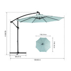 10ft Solar LED Offset Hanging Market Patio Umbrella - Navy Blue