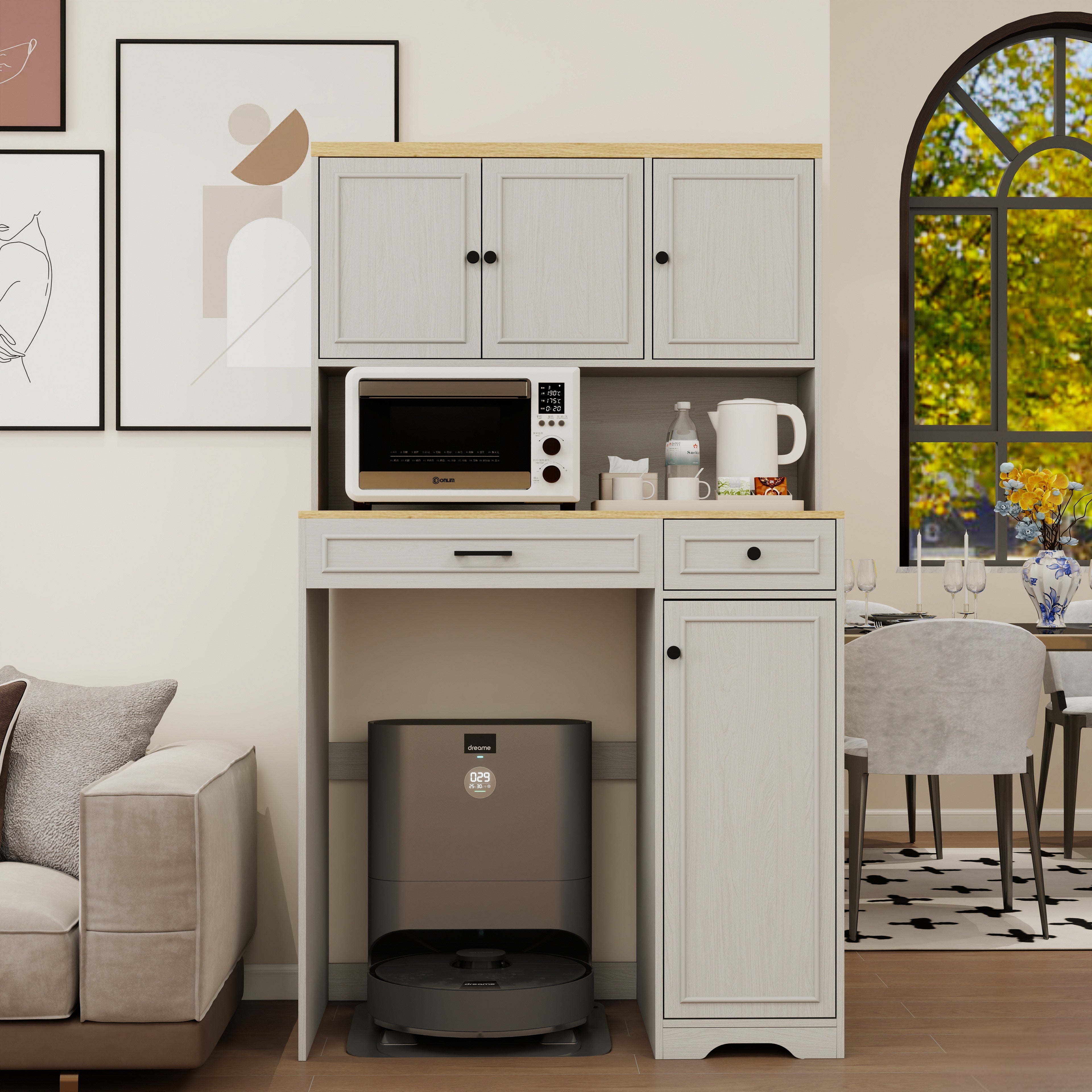 Over the Washer, Dryer and Robot Vacuum Storage Cabinet