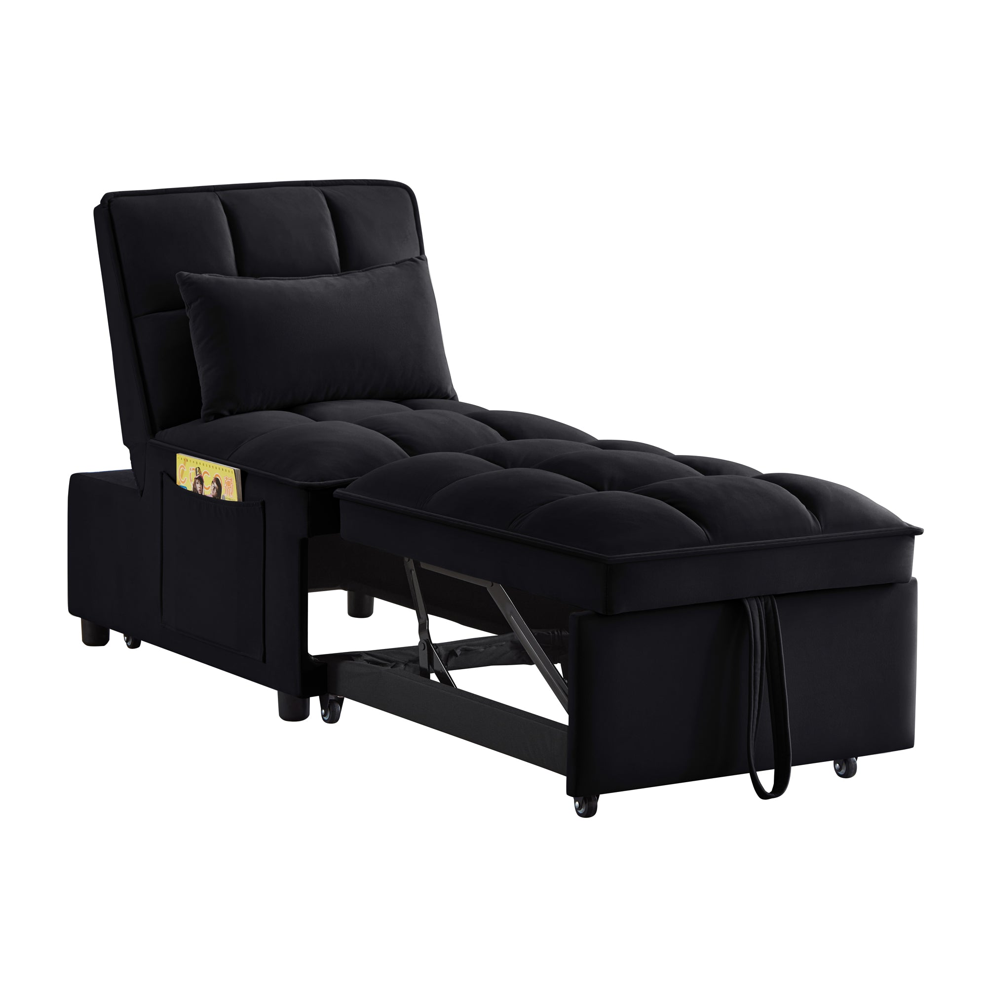 4 In1 Multi-Function Single Sofa Bed with Storage Pockets