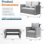 4-Piece All Weather Wicker Patio Conversation Set