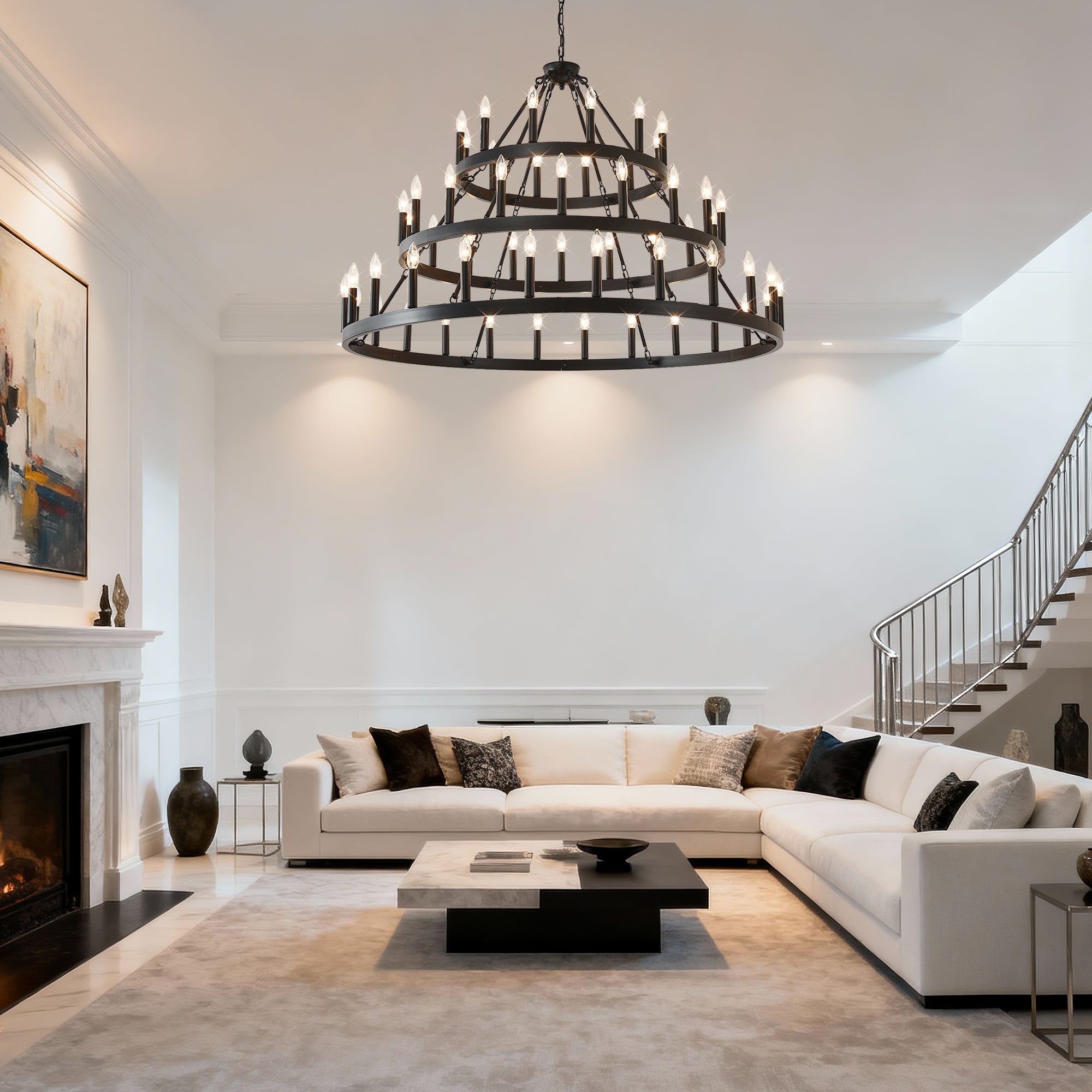 3 Tiers Wagon Wheel Chandelier