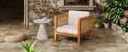 Acacia Wood Outdoor Club Chair with Wicker Armrest