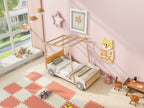 Wood Twin Size Car Bed with Pillow and Ceiling Cloth