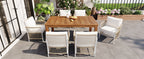 TOPMAX Patio 7pcs Wooden Dining Table Set