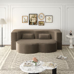 Modern Floor Sofa with 2 Pillows - Convertible Plush Couch