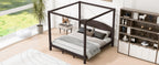 King Size Canopy Platform Bed with Headboard and Support Legs