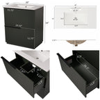 30" Bathroom Vanity with Ceramic Sink and Full-Extension Drawers