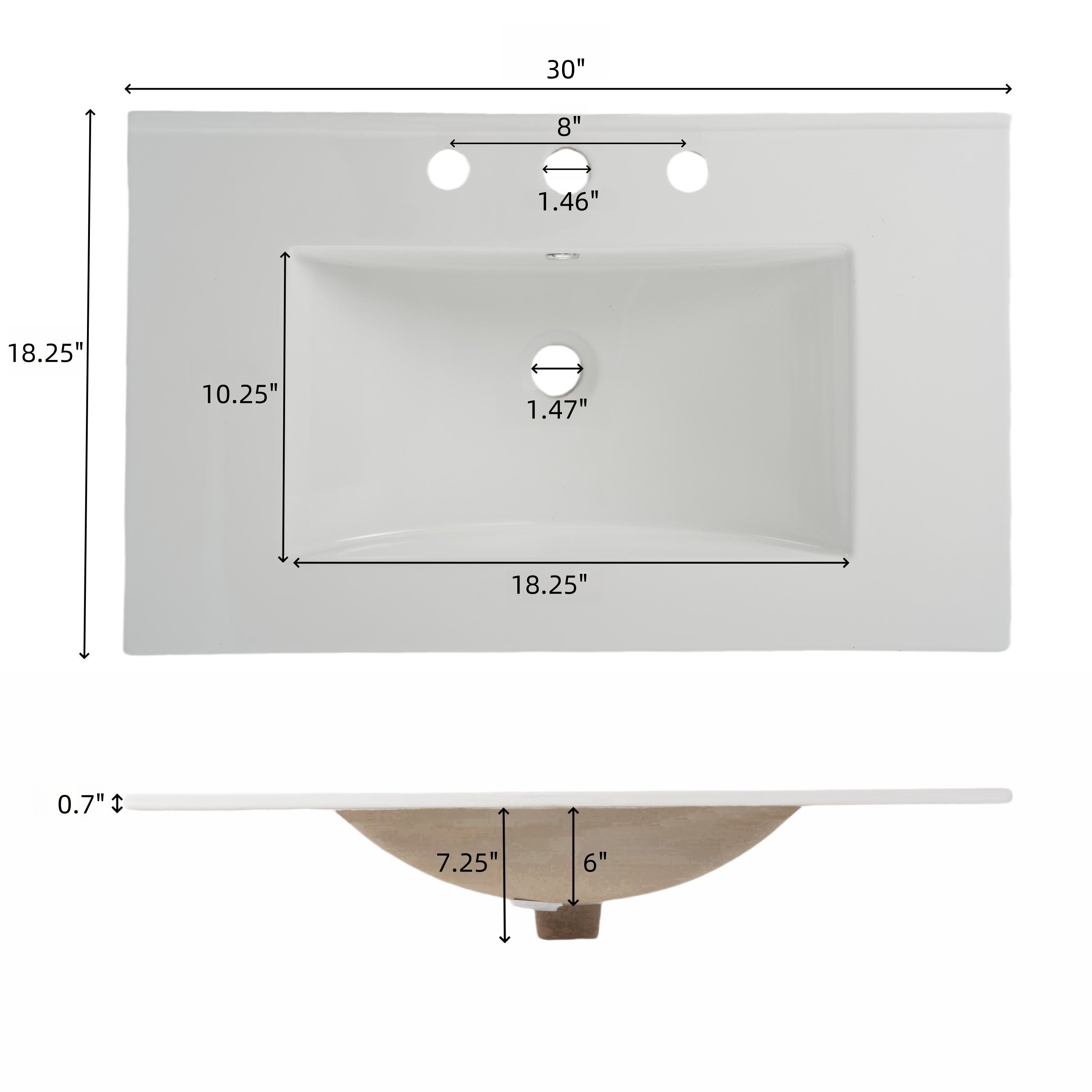 30" Bathroom Vanity with Ceramic Sink